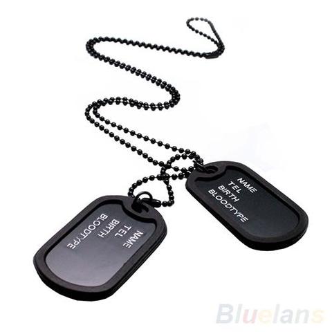 Fashion Military Collares Black 2 Dog Tags Chain Pendants Necklaces Army Style Kolye Necklace Jewelry Birthday for men Bijouxs ► Photo 1/3