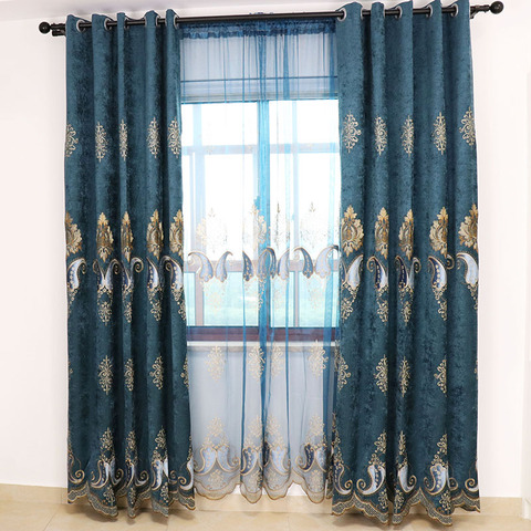 Slow Soul Chili Blue Purple Coffee Beige Velvet Curtain Embroidered Europe Curtains For Living Room Bedroom Luxury Blackout ► Photo 1/6
