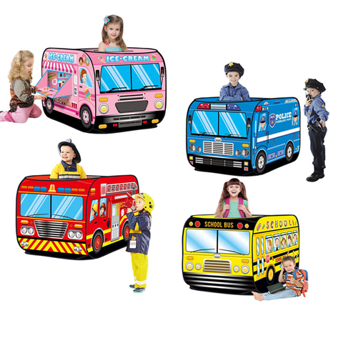 Foldable Game Play House Fire Truck Police Bus Pop Up Toy Tent Playhouse Cloth Gift For Children Firefighting Model Dopship ► Photo 1/6