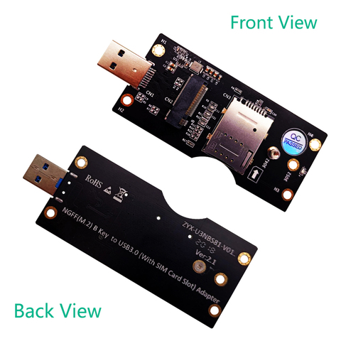 NGFF M.2 Key B to USB 3.0 Adapter Expansion Card with SIM 8pin Card Slot for WWAN/LTE 3G/4G/5G Module Support 3042/3052 M.2 SSD ► Photo 1/6