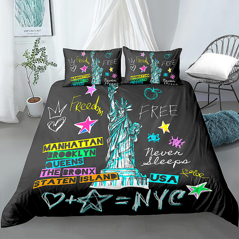 New York Statue of Liberty Printed Duvet Cover With Pillowcase 2/3 Pcs Bedding Set Comforter Cover Duvet Cover Set ► Photo 1/5