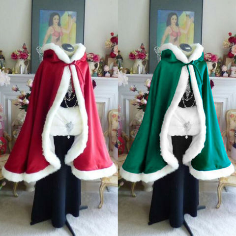 Hot Women Velvet Cloak Cape with Hooded for Halloween Christmas Cosplay Costumes Christmas Cloak Women Girl Fancy Velvet Cape ► Photo 1/6