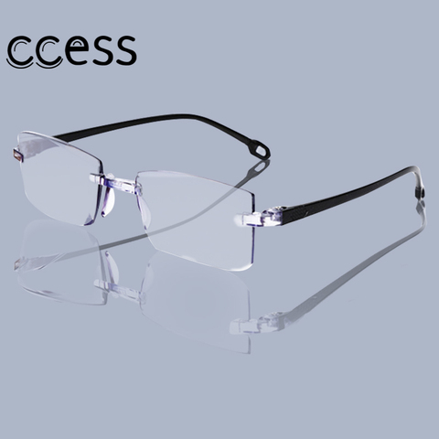 Presbyopic Blue Ray Reading Glasses  Cutting Rimless Eyewear Women Dimond Men Anti Eyewear Glasses Diopter +100+150 +200+250+300 ► Photo 1/6