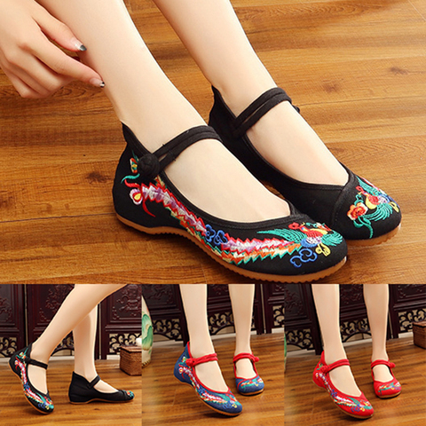 Women Embroidered Floral Canvas Shoes Traditional Chinese Old Peking Ballerina Female Casual Flat Loafer Shoes Mujer Sapatos ► Photo 1/1