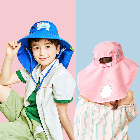 Summer Children Sun Hat Kids Outdoor Neck Ear Cover Anti UV Protection Beach Caps Kids Boy Girl Travel Flap Cap For 1-19 Years ► Photo 1/6