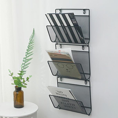 Iron Magazine Newspaper Rack Holder Organiser Wall Mounted Office Storage ► Photo 1/6