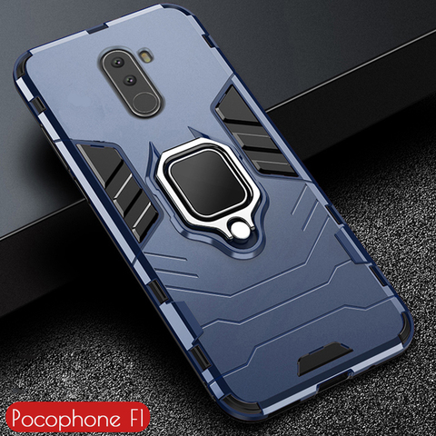 For Pocophone F1 Case Armor PC Cover Finger Ring Holder Phone Case For Xiaomi Poco phone Pocofone F1 Cover Shockproof Bumper ► Photo 1/6