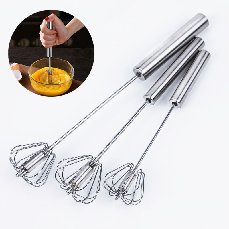 Stainless Steel Semi-automatic Egg Beater Egg Whisk Manual Hand