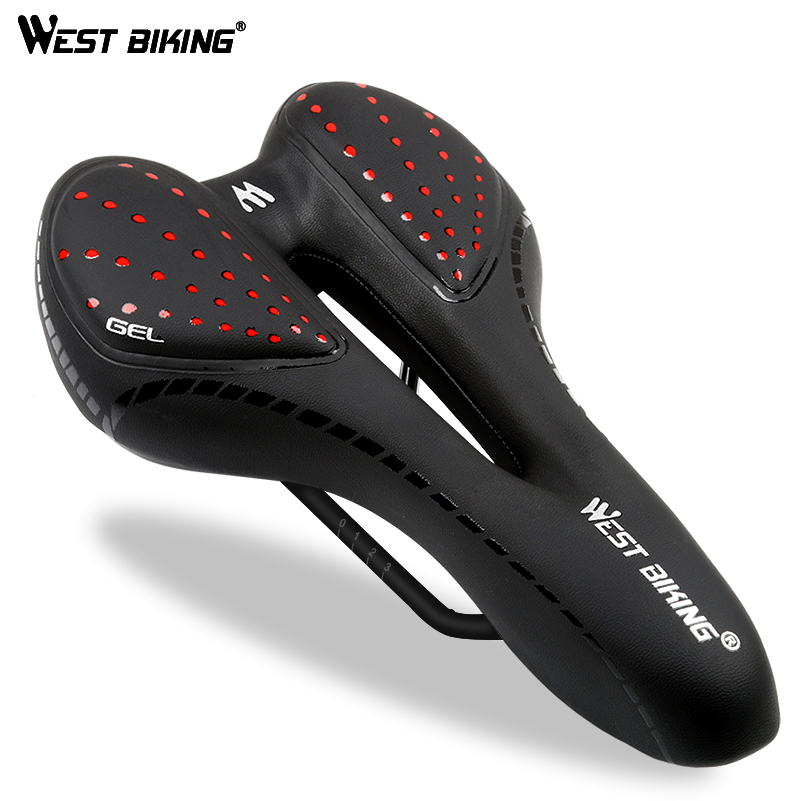 WEST BIKING Bicycle Saddle Breathable PU Leather Hollow Cushion Comfortable Road 