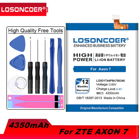 LOSONCOER 4250mAh LI3931T44P8h756346 Battery For ZTE Axon 7 Battery 5.5 inch A2017+Free tool Mobile phone stents Holder Stickers ► Photo 1/6