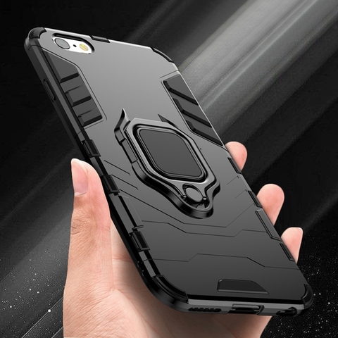 Armor Phone Case For iPhone 7 8 5 6 s Plus X XR XS MAX Shockproof Combo Ring Holder Case For Samsung S8 S9 S10 Plus Note10 9 A50 ► Photo 1/6