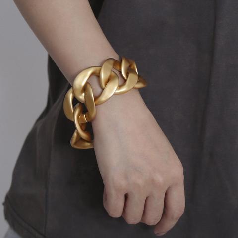 FFLACELL 2022 New Big Matte Gold Metal Chain Bracelet  Exaggerated Hip Hop Casual Personality Punk Thick Chunky Bracelet Party ► Photo 1/6