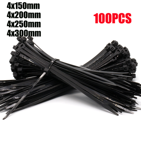 100PC self-locking nylon cord with black and white cord tie wire harness cord with flame retardant plastic tape 4*200mm ► Photo 1/6