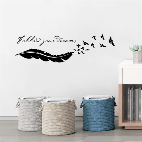 Follow your dreams with Feather Birds Vinyl Wall Sticker Kids Room Home Decor ► Photo 1/6