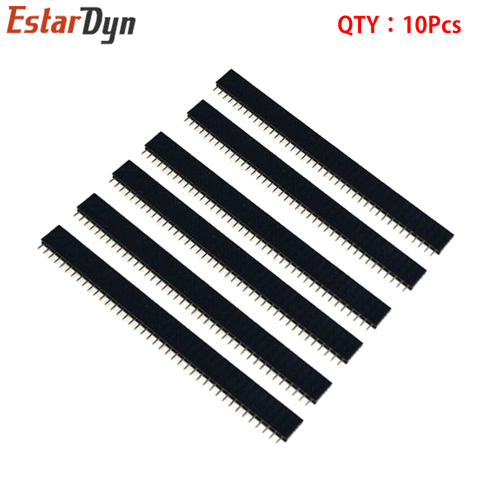10pcs 2.54mm Black 40 Pin Single Row Straight Female Pin Header Connector Strip High Quality 2.54mm Black OH ► Photo 1/2