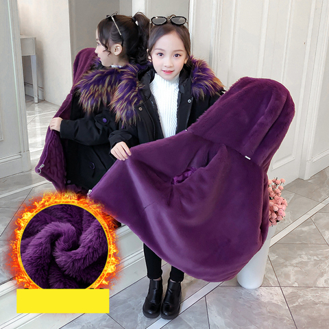 -30 New Fashion Children Winter Jacket Girl Parkas Kids Warm Thick faux Fur coat Hooded Down Cotton coat Two-piece girl clothing ► Photo 1/5