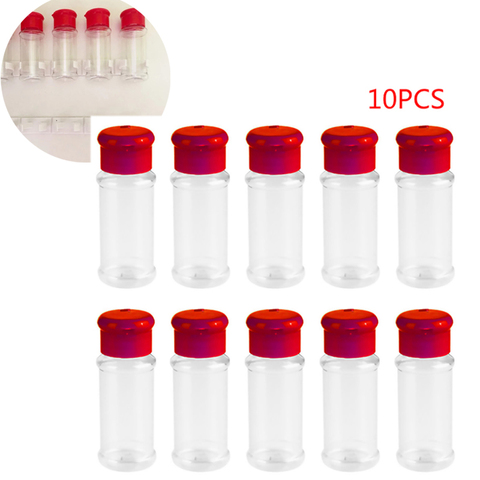 10pcs Clear Spice Jar & 10pcs Sticker, Seasoning Bottle For Kitchen