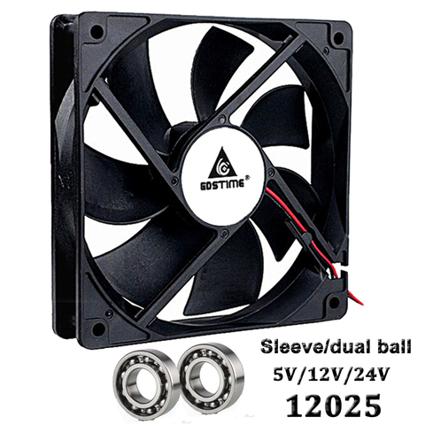 Gdsime Fan 120mm 5V 12V 24V 120mmx120mmx25mm CPU PC Cooling Fan 12cm 2pin DC Brushelss Computer Case Cooler ► Photo 1/6