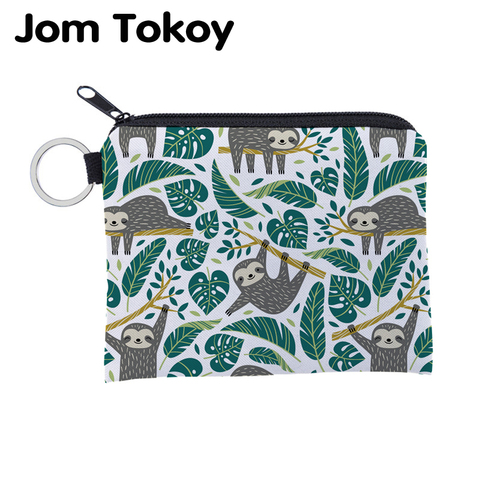 Jomtokoy Cute Sloth printing waterproof Purse Card Key Pouch Small Zipper Coin Purse Card Holder Mini square wallet ► Photo 1/6