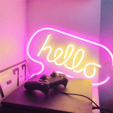 Neon Light Sign Hello Shape Transparent Acrylic Neon Wall Lights for Shop Bar Pub Mall Home Decor Room Pastry Display Cool Light ► Photo 1/6