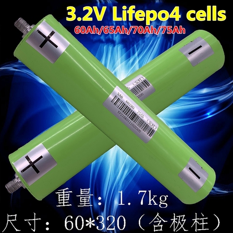 4pcs cylindrical 60280 3.2V 60ah 65ah 70ah 75ah Lifepo4 battery Lithium cells for 12v 24v 48V 60v 72v Lifepo4 battey pack diy ► Photo 1/3