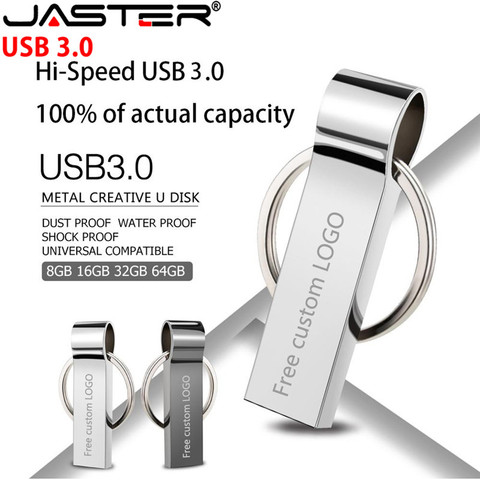 Usb flash drive usb 3.0 metalen pendrive 128GB 64GB 32GB 16GB 8GB 4GB usb memory stick sleutelhanger pen drive ► Photo 1/6