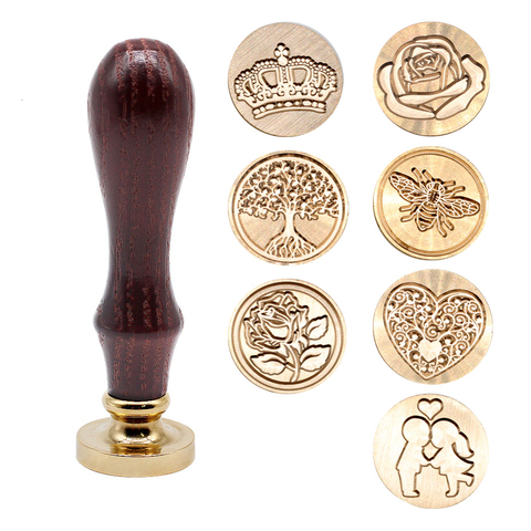 1pcs Paint Seal Retro Metal Stamp Head Envelope Stamps Rose Crown Tree Ornament Classic Wedding Invitations Wax Seal Stamp ► Photo 1/6