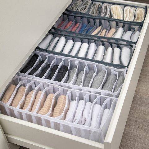 11 grid underwear organizer drawers organizer Dormitory closet for sock home separated storage drawer box bra foldable organizer ► Photo 1/6