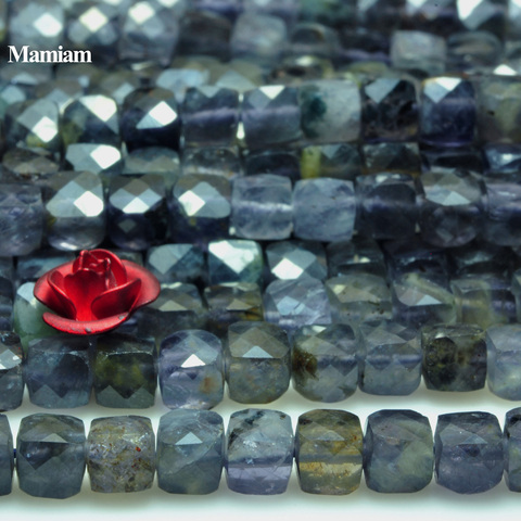 Mamiam Natural Iolite Stone Faceted Square Charms Beads 4mm Gemstone Bracelet Necklace Diy Jewelry Making Beading Gift Design ► Photo 1/5