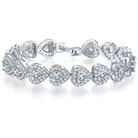 2022 new luxury 18CM heart 925 sterling silver bracelet bangle for women anniversary gift jewelry bulk sell christmas S5777 ► Photo 1/2