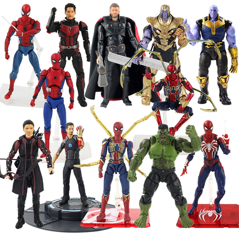 Marvel SHF Avengers Infinity War PVC Figure Toys Spiderman Thanos Hulk Thor Antman Hawkeye Tony Super Hero Movable Figurine ► Photo 1/6