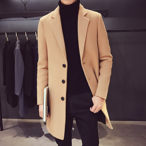 2022 Fashion Men Wool & Blends Mens Casual Business Trench Coat Mens Leisure Overcoat Male Punk Style Blends Dust Coats Jackets ► Photo 1/6