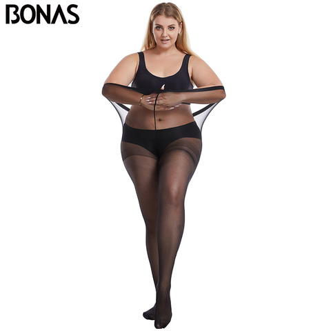 BONAS 20D Ultra-thin Tights Large Size Women 120kg Pantyhose Super Elastic Queen Size Sexy Nylon Pantyhose Plus Size Tights ► Photo 1/6