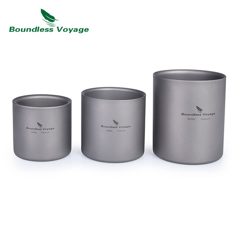 Boundless Voyage 3 in 1 Double Wall Titanium Cup Heat Resistant Mini Tea Drink Cup Outdoor Camping Mug Coffee Cup 120 180 300ml ► Photo 1/6