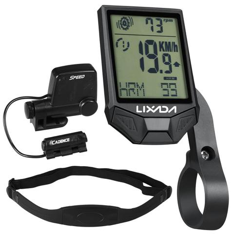 Lixada 3-in-1 Bike Computer Cycling Computers Bicycle Speedometer Wireless Waterproof Stopwatch Odometer LCD Backlight Black ► Photo 1/6