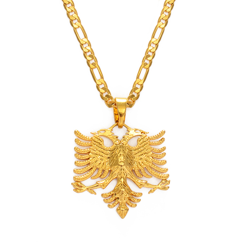 Anniyo Albania Eagle Pendant Necklaces for Men Women Gold Color Albanian  Jewelry Ethnic Gifts Kosovo #233406 ► Photo 1/6