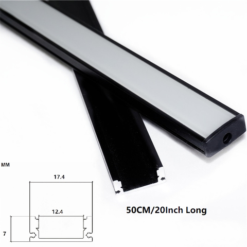 50CM 20Inch Black Surface Mounted led Aluminium Profile,U Flat Under Counter Closet Tool Box Cabinet Bar Light Matte Diffuser ► Photo 1/6