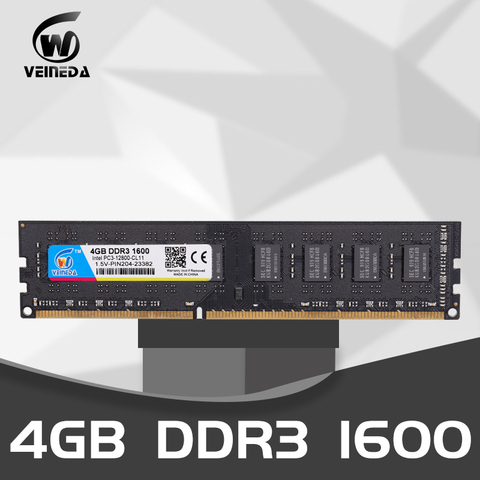 VEINEDA  DDR3 4 GB 8 GB Memoria Ram DDR 3 1333 1600 For All or For some AMD Desktop PC3-12800 compatible 2 GB Brand New ► Photo 1/6