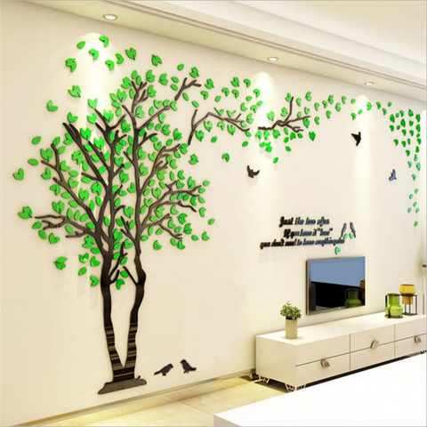 home decor Wallpaper DIY Acrylic Mirror Wall Sticker Tree Living Room TV Background Wall Decoration Home Mural Art ► Photo 1/6
