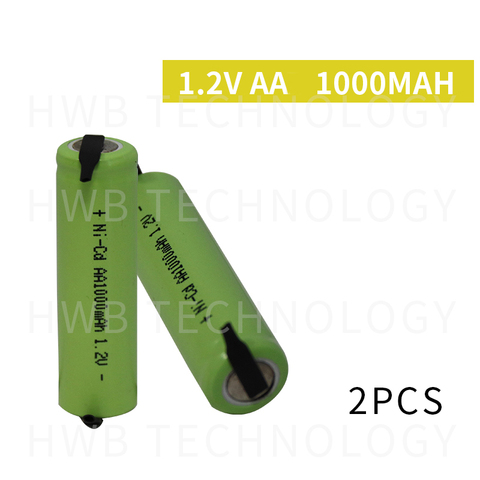 2Pcs Ni-Cd AA 1.2V 1000mAh Rechargeable Battery Nickel Cadium cell 14*49mm US ► Photo 1/4