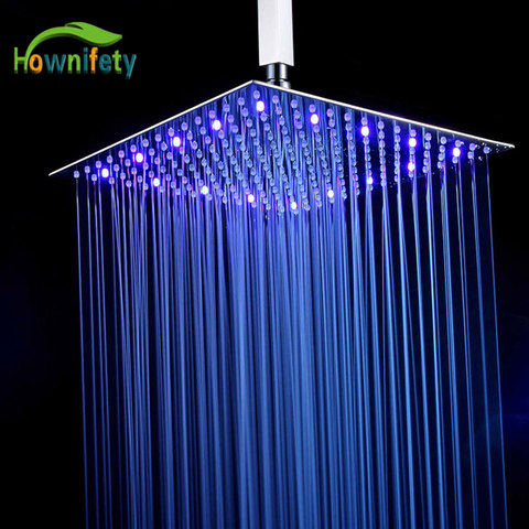 Luxury LED  Rainfall Shower Head Stainless Steel Chrome Nickel Colr Shower Head Color Change with Temp Ultra-thin Head Bathshowe ► Photo 1/6