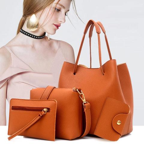 Women Four Set Handbag Shoulder Bags Four Pieces Tote Bag Crossbody Wallet Bags High Quality Casual Female Bags Tote ► Photo 1/1