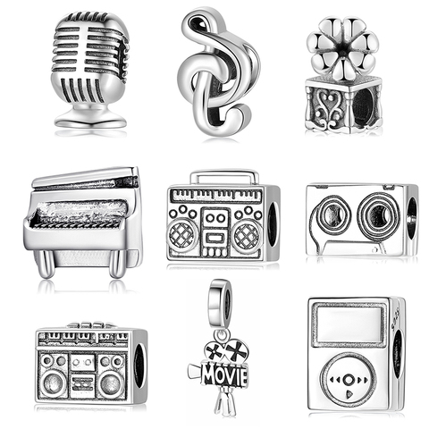 Love Music 925 Sterling Silver Fashion Piano Microphone Music Charms Beads Fit Original JIUHAO Charm Bracelet Jewelry Making ► Photo 1/6