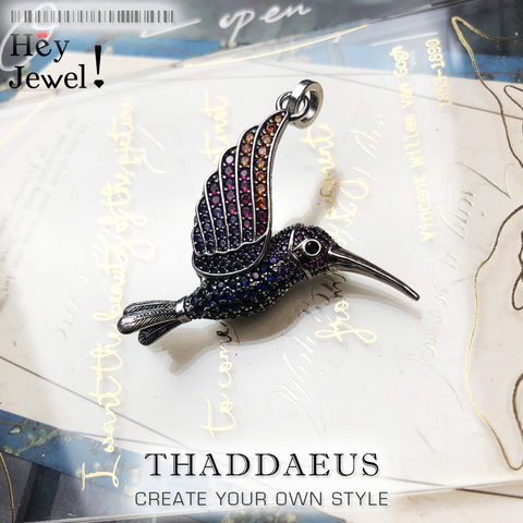 Pendant Colourful  Hummingbird,2022 Brand New Cute Fashion Jewelry Europe Bijoux 925 Sterling Silver Lightness Gift For  Woman ► Photo 1/6