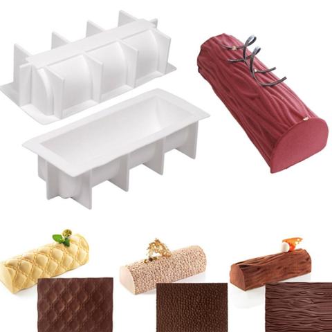 Silicone Swiss Cake Mould Yule Log Mold Large Buche Form Silicon Fondant Mat Impression Lace Moulds Color Random ► Photo 1/6