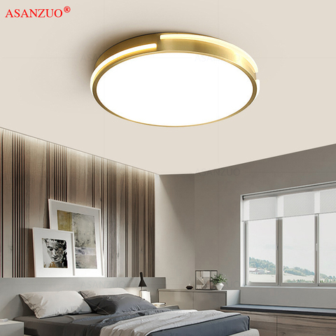 Nordic copper led living room bedroom lamp balcony lamp study personality master bedroom round ceiling lamp ► Photo 1/5