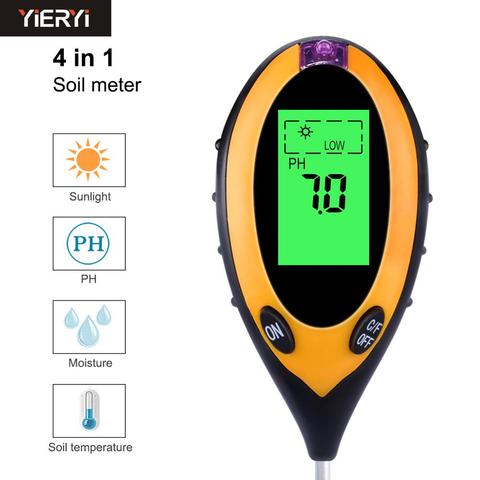 4 in1 Plant Earth Soil PH Moisture Light Meter Thermometer Temperature Sunlight Tester For Gardening Farming ► Photo 1/6