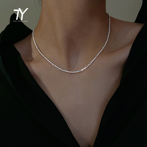 Sparkling Simple Silvery Sparkle Short Necklace For Woman 2022 Korean Fashion Jewelry Girls Luxurious Choker Sexy Clavicle Chain ► Photo 1/6