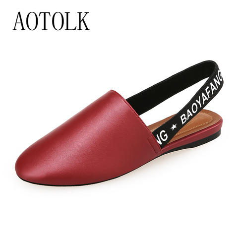 Female Slippers Mules Shoes Flat Slingbacks Woman Sandals Summer Shoes Round Toe Slip On Women Slides Black Red Plus Size 2022 ► Photo 1/6