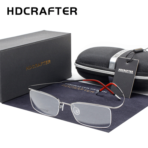 HDCRAFTER Ultralight 3.7g Pure Titanium Eyeglasses Frames Elasticity Optical Prescription Glasses Frame Rimless Spectacles ► Photo 1/6